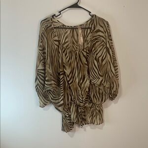 Lani Zebra Print Blouse - Brown and Tan